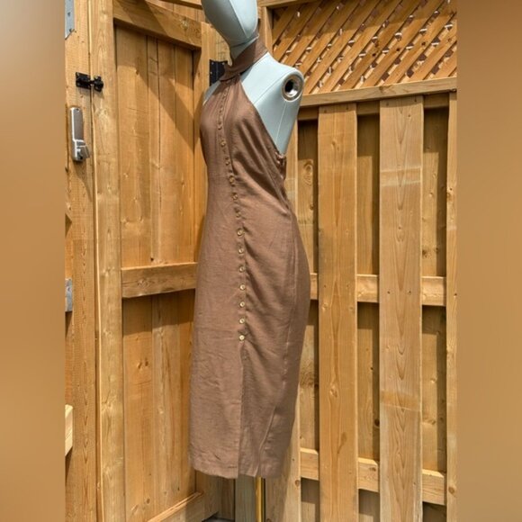 🆕 CULT GAIA 🧿 NWOT Romia Button-Detail Dress, Affogato Brown - Sz S - Picture 3 of 15